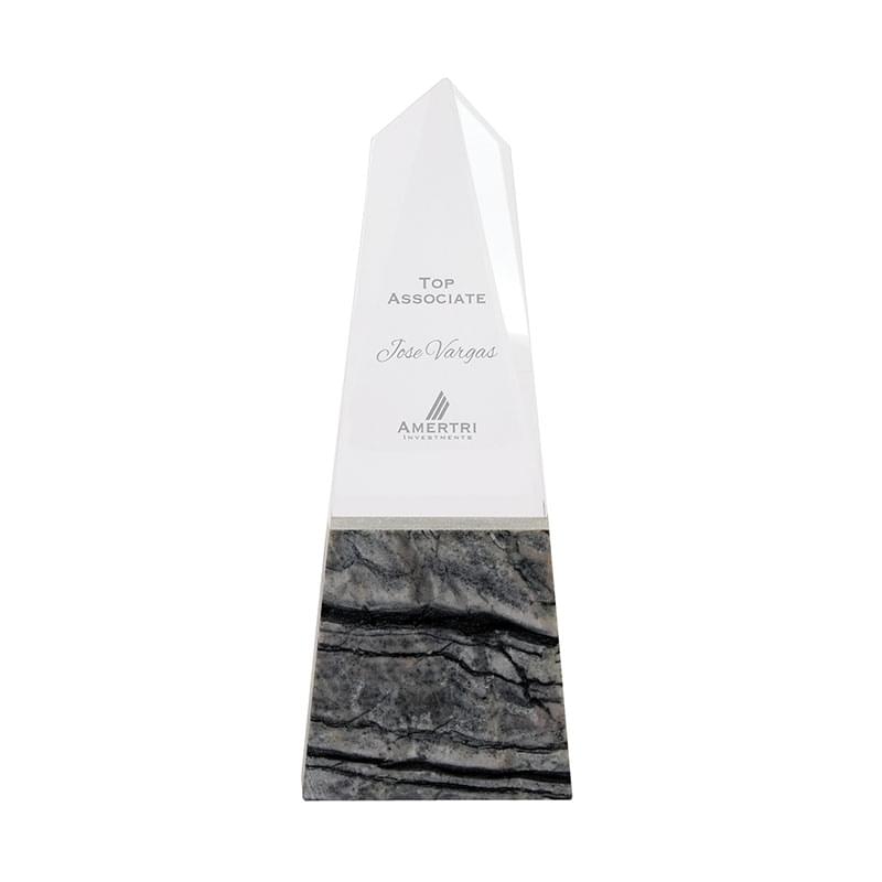 Deneb Crystal Obelisk with Marble Base