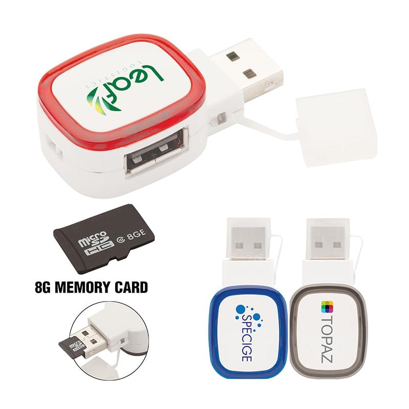 Dual-Port 2.0 USB Hub with 8G Memory