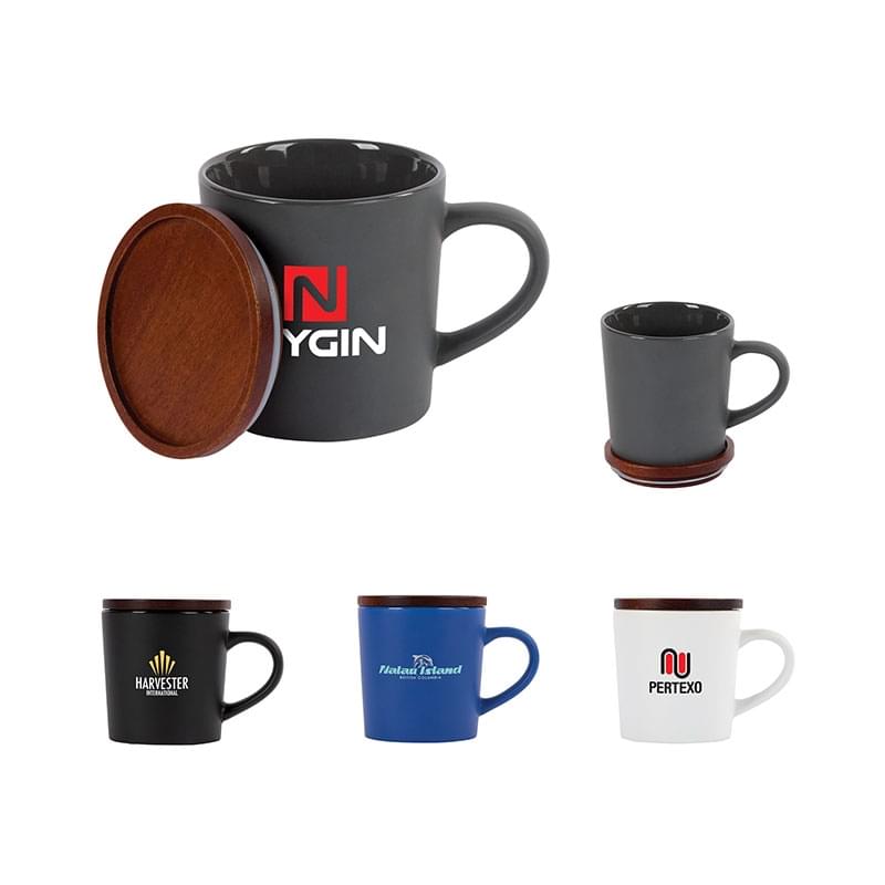 Copenhagen 16 oz. Ceramic Mug w/ Wood Lid