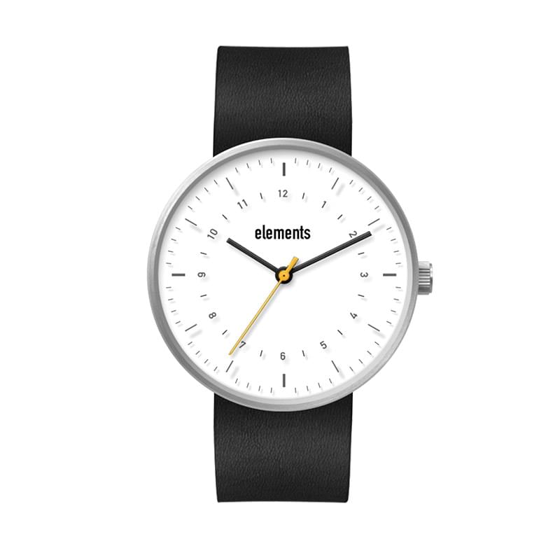 40MM STEEL MATTE SILVER CASE, 3 HAND MVMT, WHITE DIAL, LEATHER STRAP, FLAT MINERAL CRYSTAL, 5 ATM WT