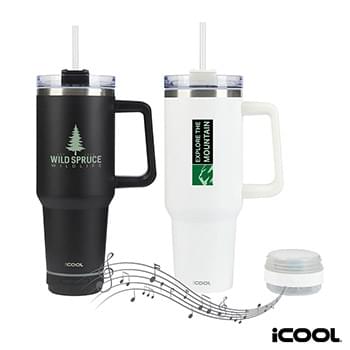 iCOOL® Borrego 40 oz. Double Wall, Stainless Steel Travel Mug with Speaker