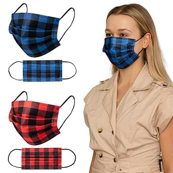 Shield IV Box of 50pcs Plaid Disposable Face Masks