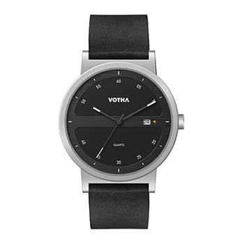 40MM METAL MATTE SILVER CASE, 3 HAND MVMT, BLACK DIAL, DTE DISPLAY, LEATHER STRAP, FLAT MINERAL CRYS