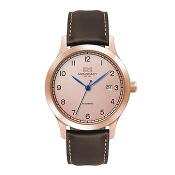 40MM STEEL ROSE GOLD CASE, 3 HAND "AUTOMATIC" MVMT, DTE DISPLAY, ROSE GOLD DIAL, SEE THROUGH BACK, L